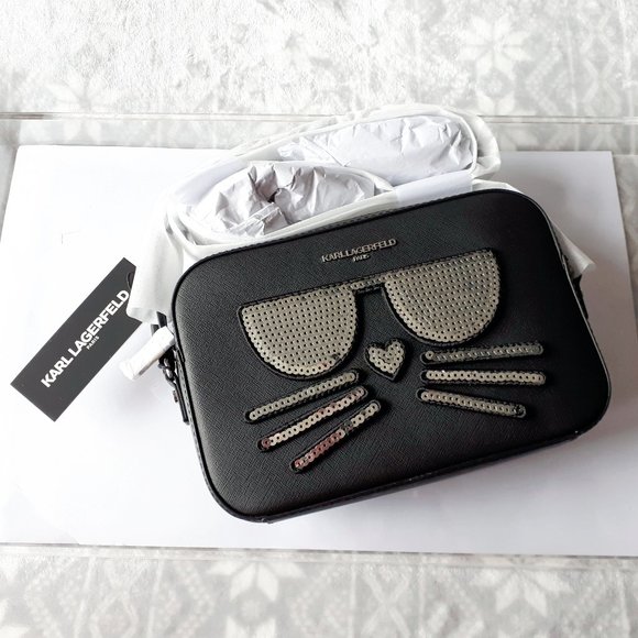NWT Karl Lagerfeld black sequin crossbody handbag - Picture 3 of 11
